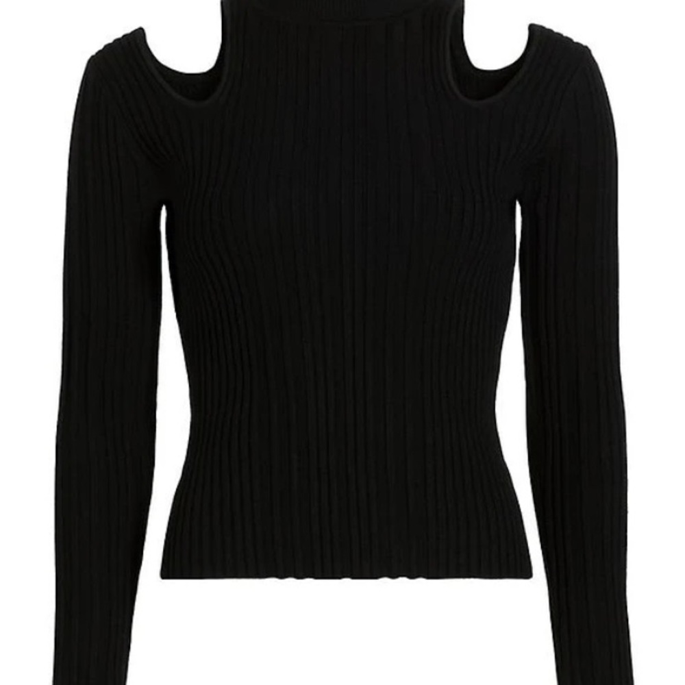 SAKS FIFTH AVENUE Rib-Knit Cut-Out Turtleneck Sweater